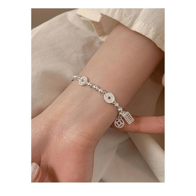 買一送一手鍊韓系簡約手鏈高級感錢幣算盤手鏈女輕奢小眾精致百搭手飾送女友手鏈手鏈手環手鐲可調整大小精緻甜美手鍊情侶手繩禮物