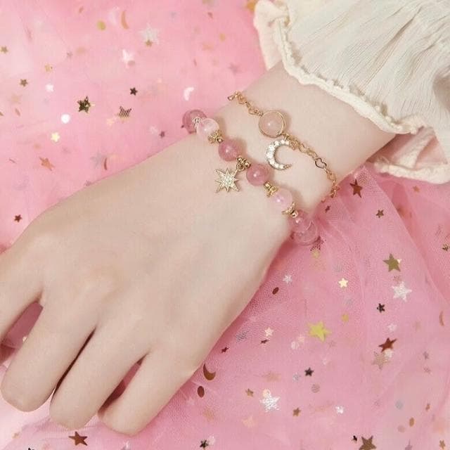 手鍊女星月ins小眾設計手飾草莓晶手串學生七夕情人節禮物送女友-A63