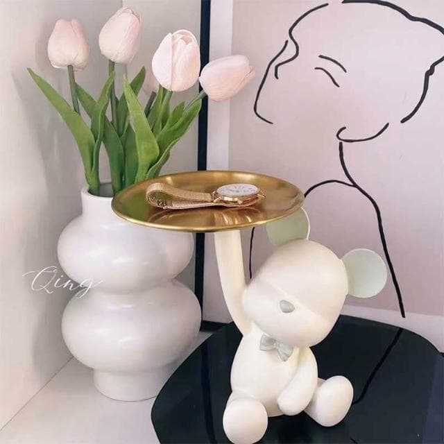 【禾日Heri】玄關收納托盤掛架 熊熊擺件 招財貓 鑰匙收納 交換禮物 喬遷新居禮品 房間擺設 客廳裝