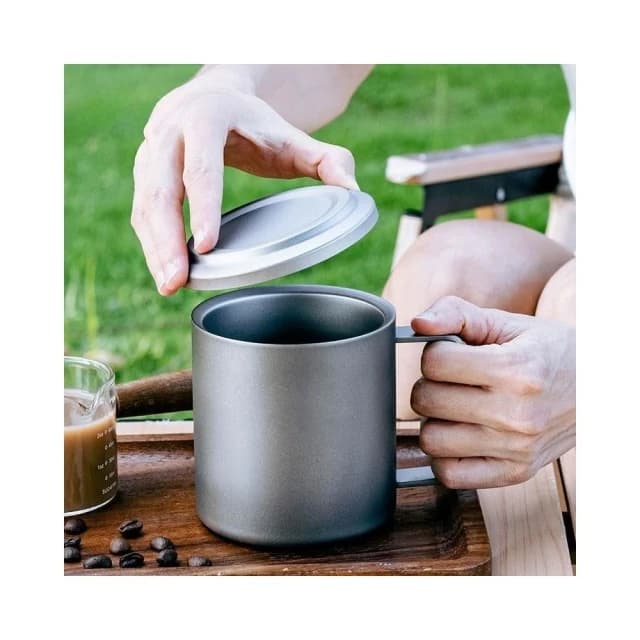 【TEMPEST】純鈦雙層隔熱馬克杯 450ML ( 純鈦馬克杯 鈦杯 鈦金屬杯 登山鈦杯 露營鈦杯 鈦餐具 純鈦杯 )