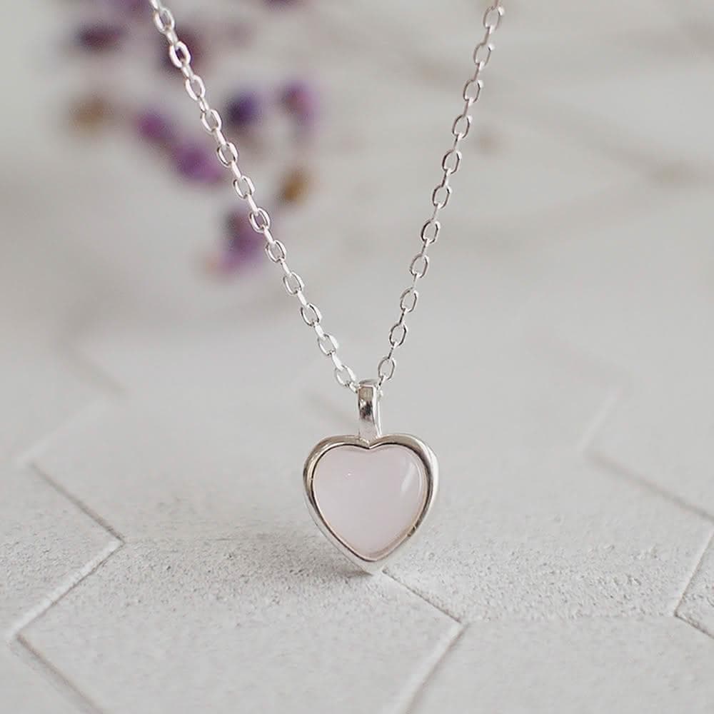 【BLUMA】美好時光愛心粉晶純銀項鍊(生日情人節禮物 招桃花貴人緣 925純銀鎖骨鏈 飾品禮盒)