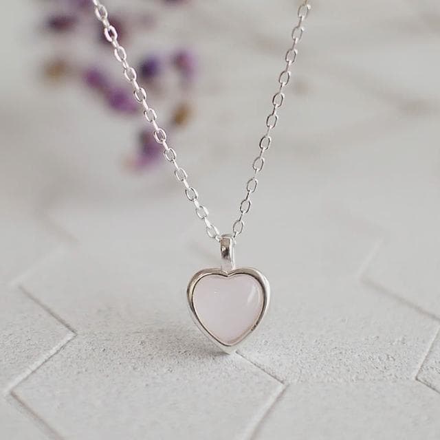 【BLUMA】美好時光愛心粉晶純銀項鍊(生日情人節禮物 招桃花貴人緣 925純銀鎖骨鏈 飾品禮盒)