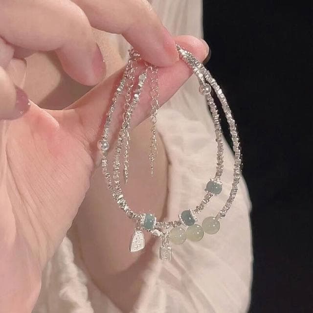 手鍊不規則碎銀幾兩手鏈女平安招財小眾設計高級感輕奢中式風手鏈時尚百搭手鏈手環手鐲可調整大小精緻甜美手鍊情侶手繩送禮禮物