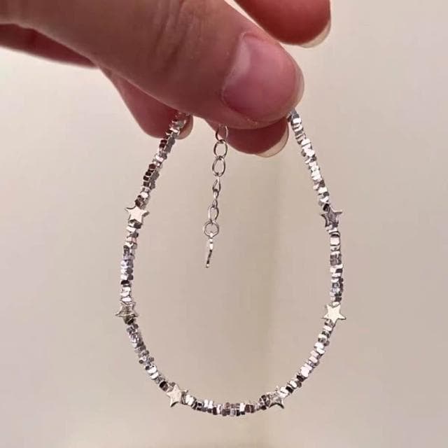 手鍊小清新輕奢碎銀星星S銀手鏈女高級感冷淡風小眾設計配飾手鏈時尚百搭手鏈手環手鐲可調整大小精緻甜美手鍊情侶手繩送禮禮物
