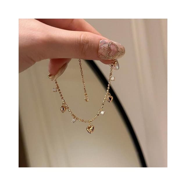 手鍊愛心流蘇锆石手鏈女新款輕奢小眾高級時尚百搭氣質手飾項飾手鏈時尚百搭手鏈手環手鐲可調整大小精緻甜美手鍊情侶手繩送禮禮物