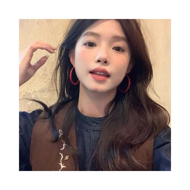 耳環女簡約百搭可愛紅色滴油大耳圈氣質耳夾秋冬安可拉紅耳飾耳環耳釘耳飾女生耳環法式耳環流行百搭耳釘生日禮物貼耳耳環