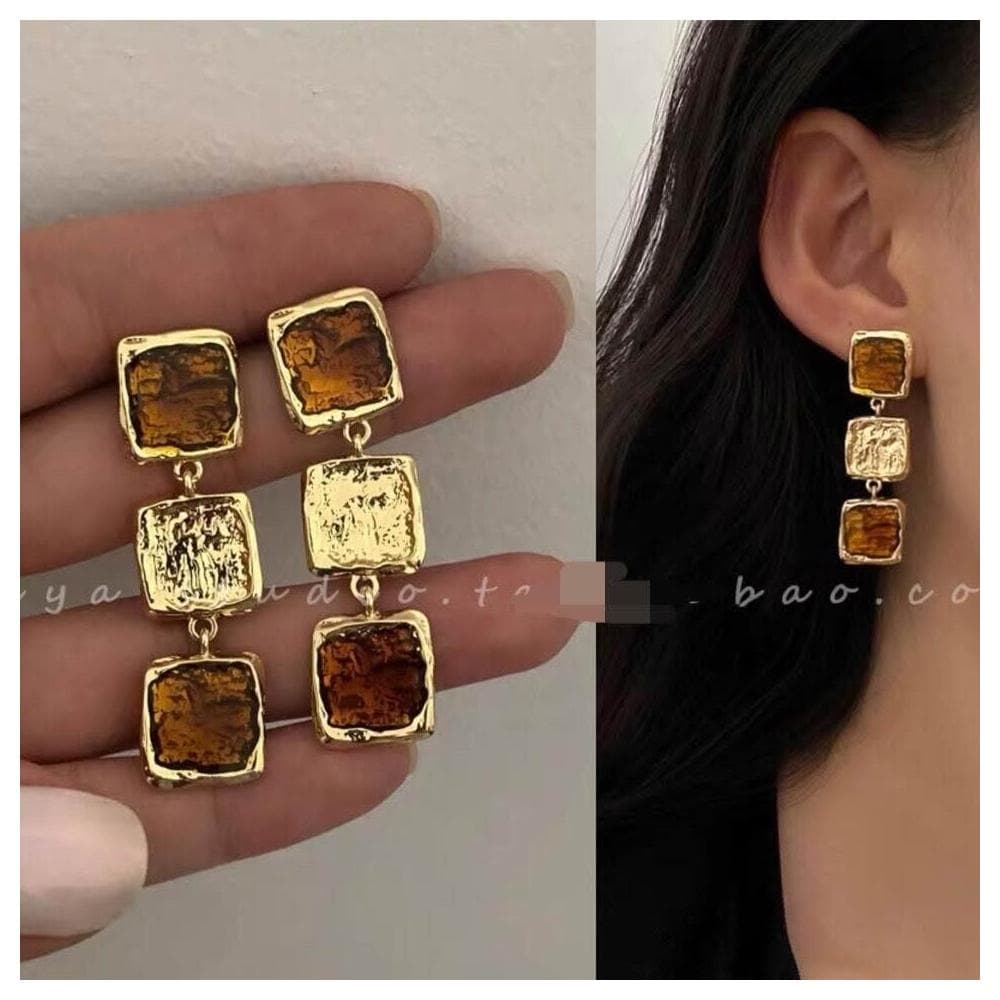 耳環法式時尚樹脂方形長款耳環簡約氣質小眾設計感ins耳飾女耳環耳釘耳飾女生耳環法式耳環流行百搭耳釘生日禮物貼耳耳環
