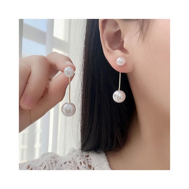 耳環S銀針韓國珍珠耳環女潮超仙韓國氣質耳飾個性百搭吊墜飾品耳環耳釘耳飾女生耳環法式耳環流行百搭耳釘生日禮物貼耳耳環