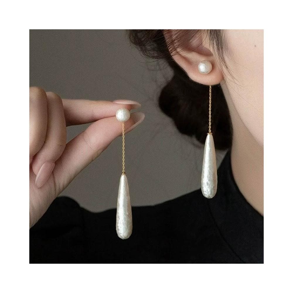 耳環法式優雅美學~紋理水滴珍珠耳環女小眾設計高級感兩戴式耳釘耳飾耳環耳釘耳飾女生耳環法式耳環流行百搭耳釘生日禮物貼耳耳環