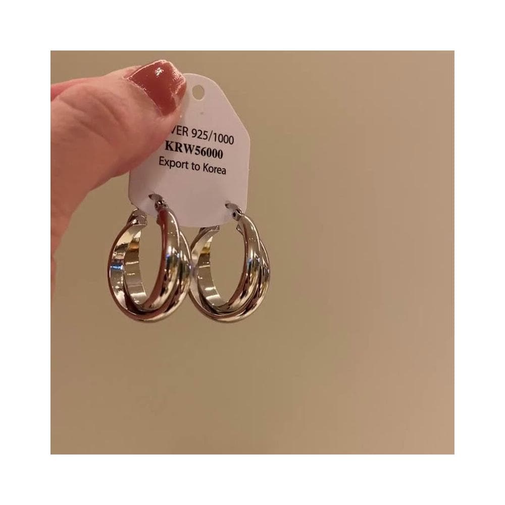 耳環金屬感交叉雙環幾何耳環小眾獨特耳圈耳扣輕奢高級感耳環耳釘耳飾女生耳環法式耳環流行百搭耳釘生日禮物貼耳耳環