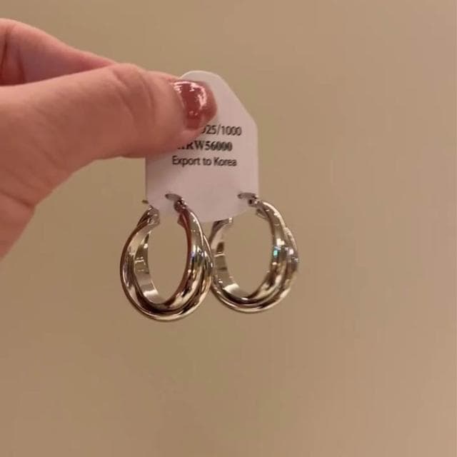 耳環金屬感交叉雙環幾何耳環小眾獨特耳圈耳扣輕奢高級感耳環耳釘耳飾女生耳環法式耳環流行百搭耳釘生日禮物貼耳耳環