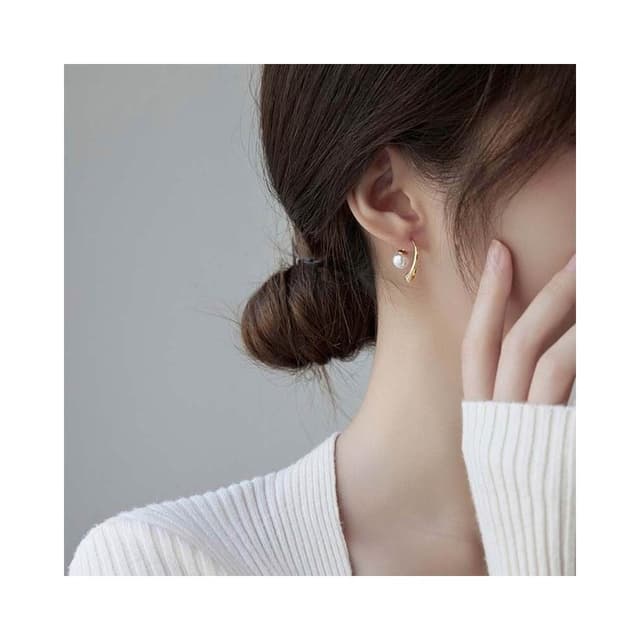 耳環法式極簡高級感珍珠耳環新款氣質輕奢耳圈小眾設計感耳飾耳環珍珠耳釘耳飾女生耳環法式耳環流行百搭耳釘生日禮物貼耳耳環