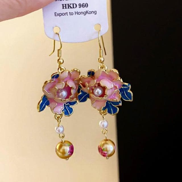 耳環滴油花朵人造珍珠款耳鉤法式高級感精致耳環甜美氣質耳飾耳環耳釘耳飾女生耳環法式耳環流行百搭耳釘生日禮物貼耳耳環
