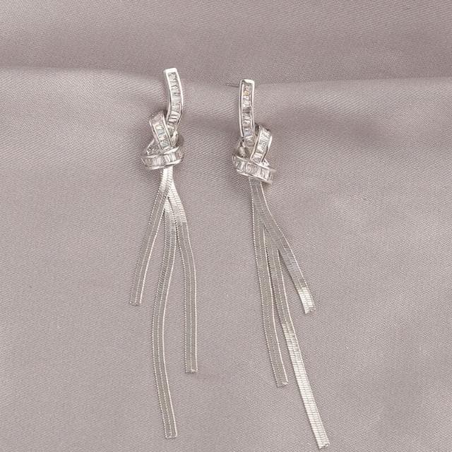 耳環銀針锆石打結流蘇耳環輕奢高級感耳釘個性小眾百搭耳墜耳飾品耳環耳釘耳飾女生耳環法式耳環流行百搭耳釘生日禮物貼耳耳環