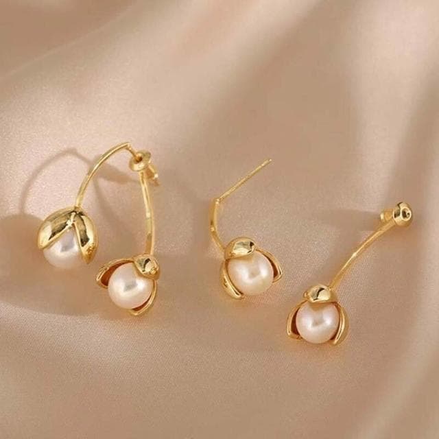 耳環女耳環ins簡約法式珍珠花朵交叉耳飾小眾設計花蕊氣質耳釘耳環耳環耳釘耳飾女生耳環法式耳環流行百搭耳釘生日禮物貼耳耳環