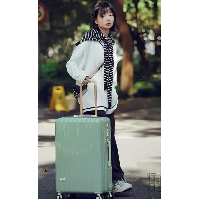 ins風奶油色系鏡面珠光 杯架行李箱USB充電口 登機 / 拖運行李箱 20吋/24吋/28吋