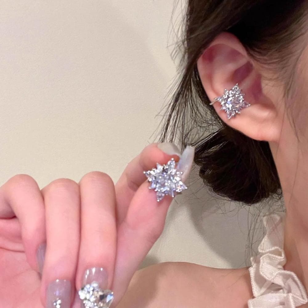 耳環锆石星星耳夾女無耳洞新款夏季耳骨夾高級感輕奢耳釘獨特耳飾耳環耳環耳釘耳飾女生耳環法式耳環流行百搭耳釘生日禮物貼耳耳環
