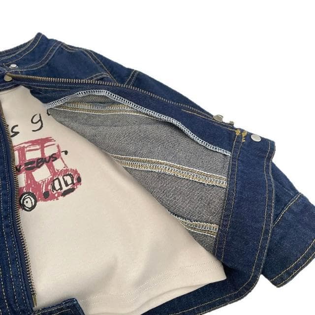 【Arbea】女童春秋款牛仔外套新款兒童立領夾克上衣男孩藍色秋季衣服潮【C1284】