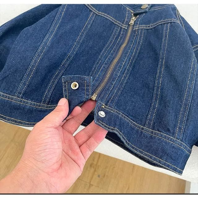 【Arbea】女童春秋款牛仔外套新款兒童立領夾克上衣男孩藍色秋季衣服潮【C1284】