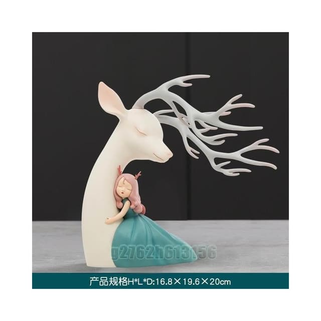 白夜童話祥鹿依賴客廳創意雕塑送生日禮物喬遷 新居裝飾玄關鹿擺件 客廳玄關裝飾 喬遷風水擺件 喬遷新居