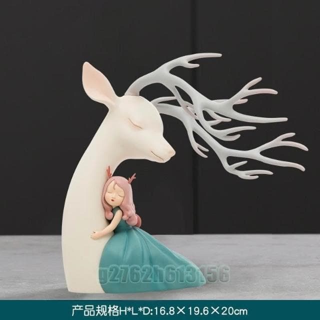 白夜童話祥鹿依賴客廳創意雕塑送生日禮物喬遷 新居裝飾玄關鹿擺件 客廳玄關裝飾 喬遷風水擺件 喬遷新居