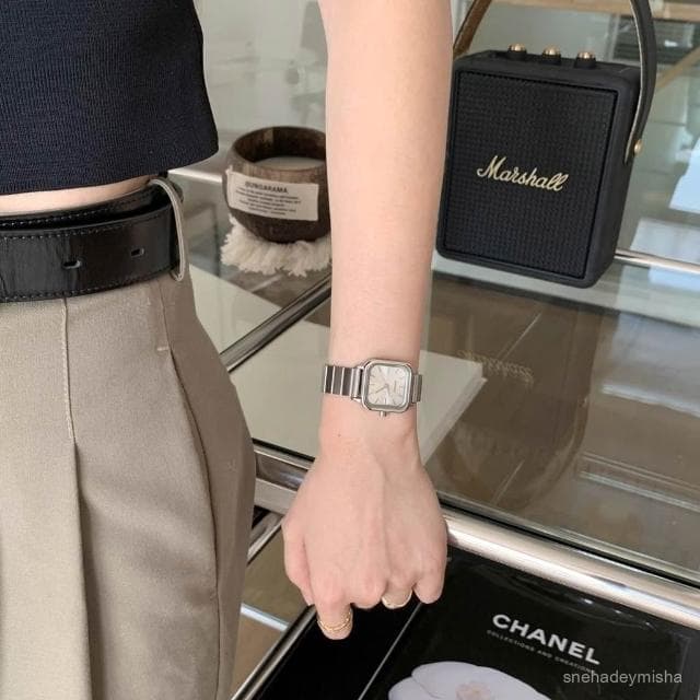 小李甄選  手錶女輕奢小衆高級氣質感簡約學生精緻職場休閒百搭竹節方形女錶