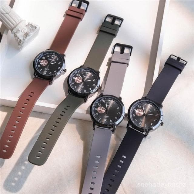 小李甄選  新款手錶男簡約輕奢硅膠帶學生手錶高級ins風時尚防水時尚石英錶