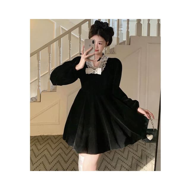 連衣裙赫本風千金感秋冬裝法式赫本高級設計感小黑裙小個子顯瘦公主裙連衣裙絕美辣妹收腰連衣裙女裝氣質小黑裙生日禮裙小香風短裙