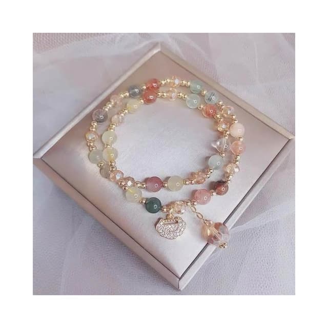 【開運堂】現貨🔥水晶手鍊🔥髮晶手鍊網紅設計簡約感復古氣質彩髮晶手鍊女愛心手串