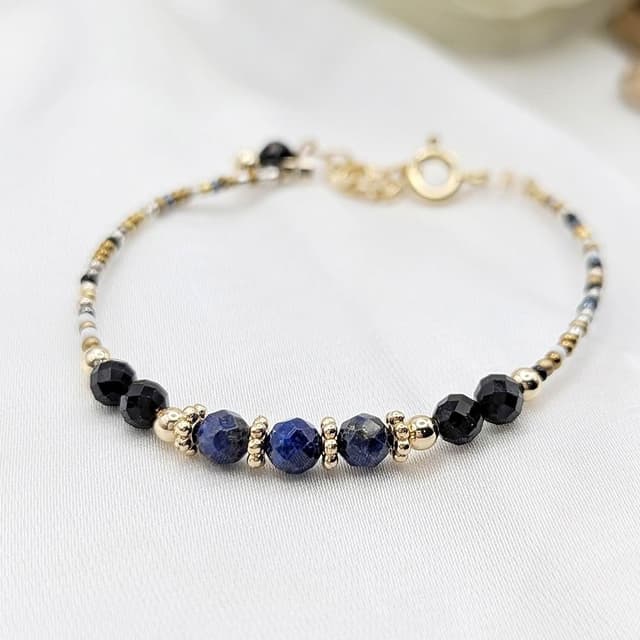 Stonera 偲朵菈｜黑碧璽+青金石｜設計款手鍊
