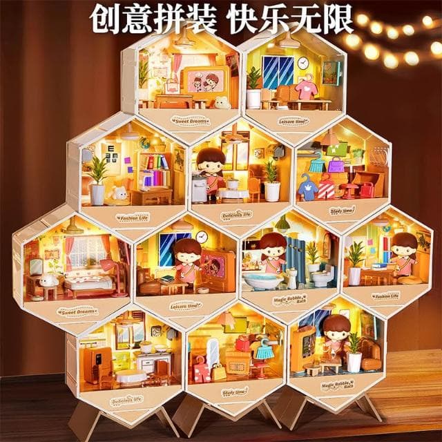 DIY小屋微縮場景手工擺件藝術房子迷你男孩女孩拼裝玩俱生日禮物