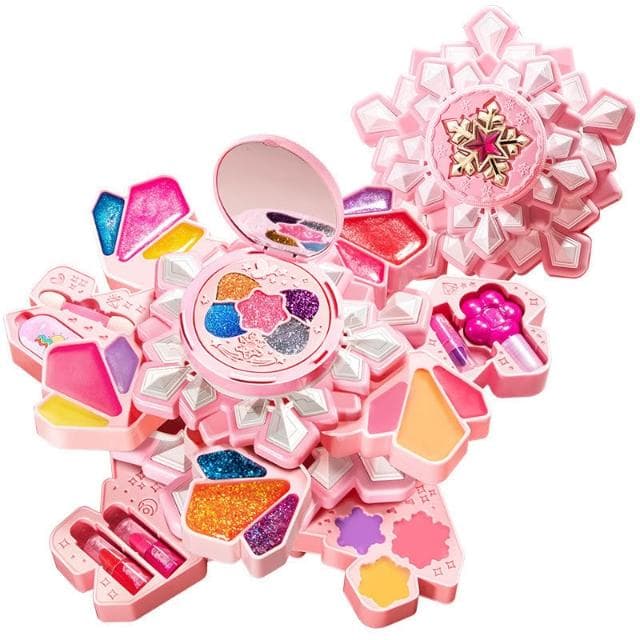 兒童雪花化妝品手提箱玩具套裝小女孩生日禮物小公主彩妝盒指甲油