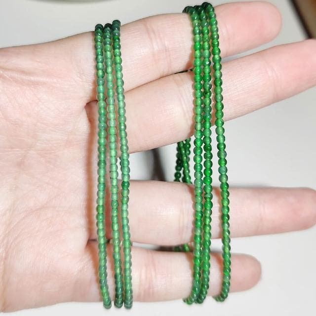 【Paiya 派亞】帝王綠/辣綠翡翠玻璃種小米珠 S925銀項鍊手鍊 - 濃陽滿色 兩用臻品