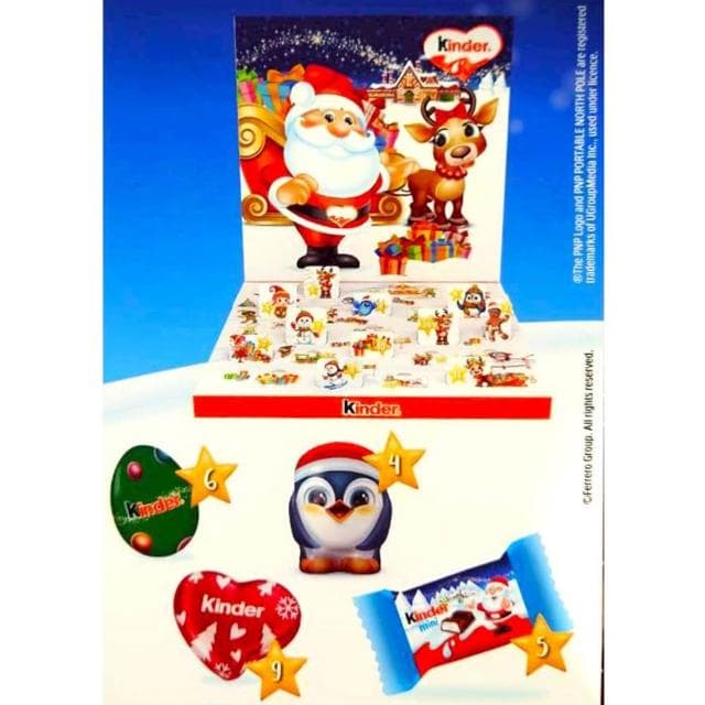 【Kinder 健達】聖誕倒數月曆 123公克 (綜合巧克力 愛心巧克力 牛奶巧克力 榛果巧克力 造型巧克力 巧克力)