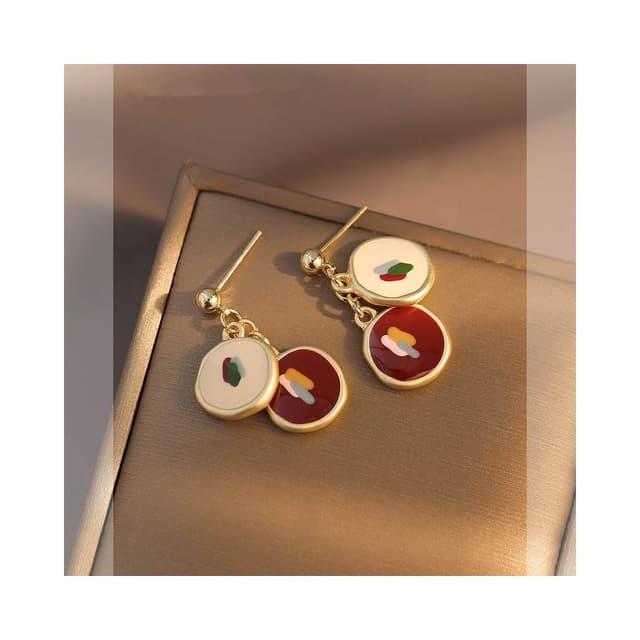 🎗飾間首飾鋪 復古琺瑯滴釉耳環小眾設計感無耳洞耳夾輕奢耳釘耳飾