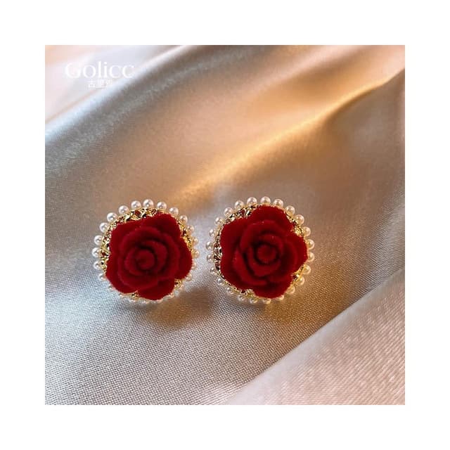 🎗飾間首飾鋪 安可拉紅珍珠珠耳環女輕奢高級感獨特耳環耳飾