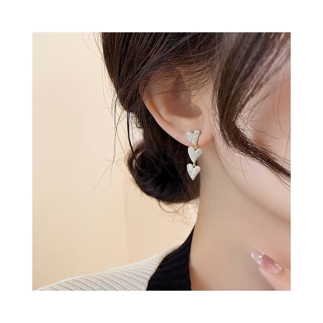 🎗飾間首飾鋪 長版項鍊石愛心流蘇耳環女小眾設計感耳環氣質高級耳環耳飾