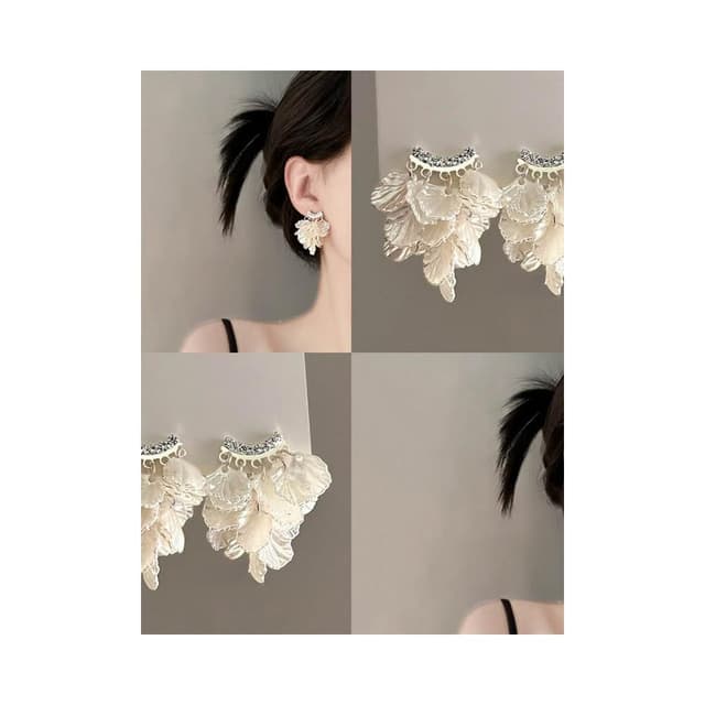 🎗飾間首飾鋪 超仙法式貝殼花瓣流蘇耳環小眾精緻百搭耳環耳飾拎環女