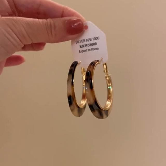 🎗飾間首飾鋪 美拉德焦糖色豹紋耳圈簡約誇張適合臉大的耳環復古港風設計感耳飾