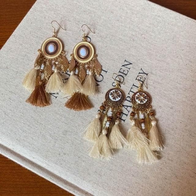 🎗飾間首飾鋪 波希米亞長流蘇耳環女高級感度假風個性誇張耳環復古民族風耳飾