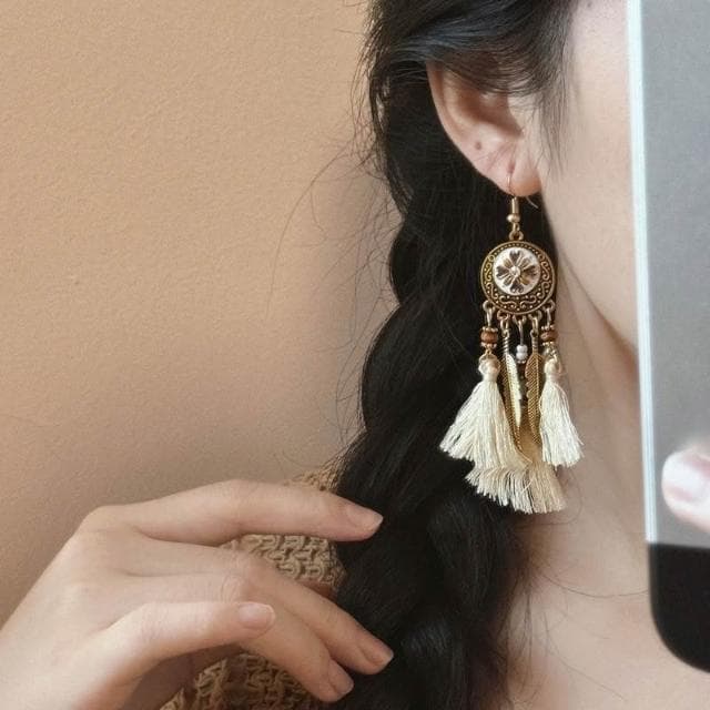 🎗飾間首飾鋪 波希米亞長流蘇耳環女高級感度假風個性誇張耳環復古民族風耳飾