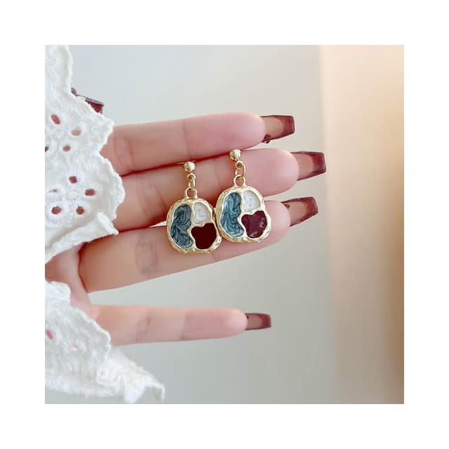 🎗飾間首飾鋪 耳環復古撞色耳環小眾耳飾女氣質輕奢奢華感無耳洞耳夾