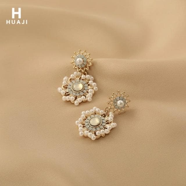 🎗飾間首飾鋪 花跡珍珠耳環女復古優雅宮廷風巴洛克耳環法式輕奢小眾耳飾