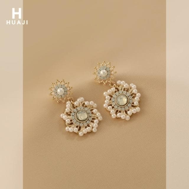 🎗飾間首飾鋪 花跡珍珠耳環女復古優雅宮廷風巴洛克耳環法式輕奢小眾耳飾