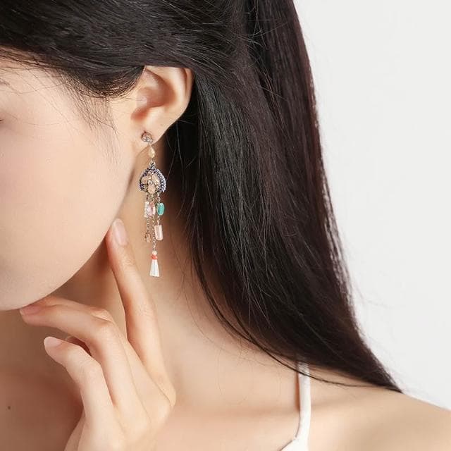 🎗飾間首飾鋪 醉夢流蘇耳環女高級設計感民族風氣質銀針耳環獨特小眾耳飾