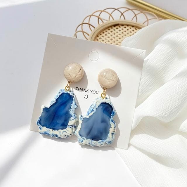 🎗飾間首飾鋪 幾何不規則耳環復古藍港風耳飾耳環潮耳夾女