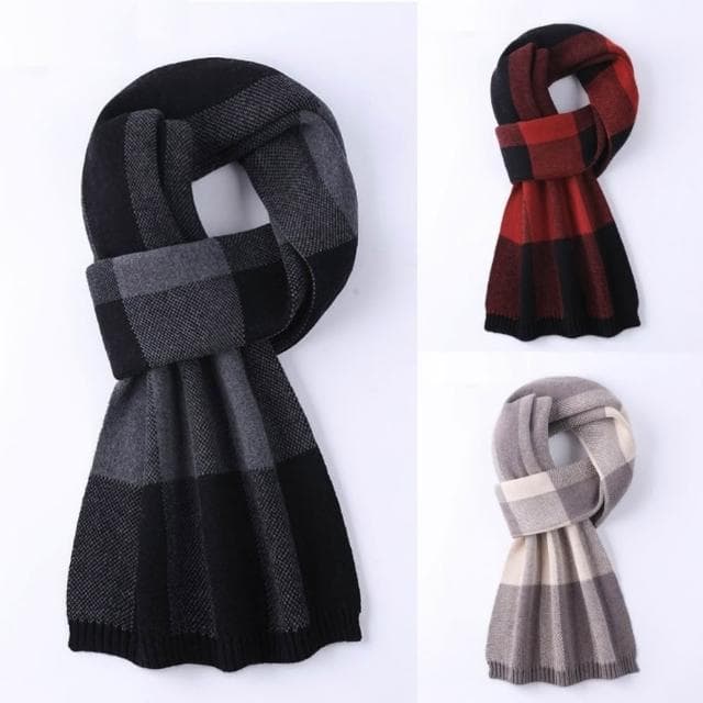 【米蘭精品】現貨+預購 頂級羊毛圍巾羊絨圍脖秋冬季加絨厚磅保暖針織圍巾休閒-格紋百搭韓版男女配件74mi55