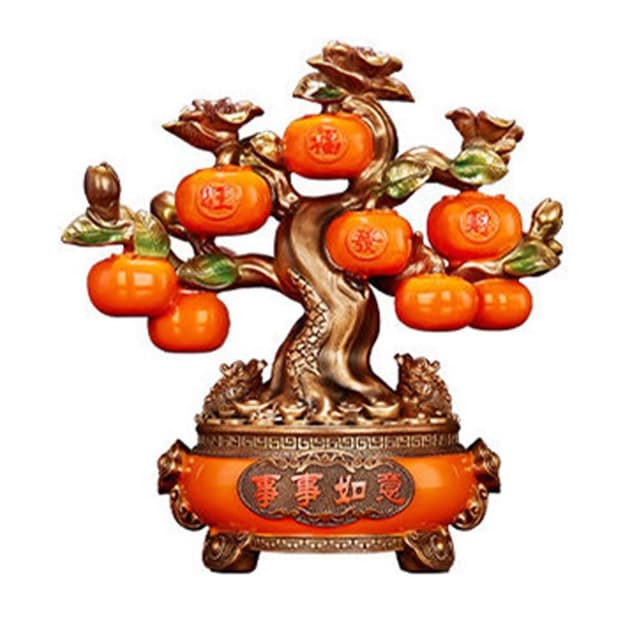 事事柿柿如意柿子擺件發財樹客廳酒櫃裝飾品搬家禮物喬遷新居