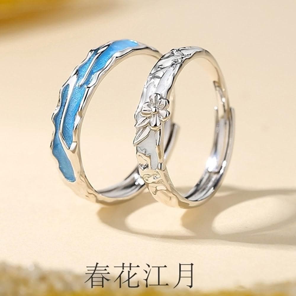 【巴黎精品】現貨+預購 頂級925純銀戒指婚戒女鑽戒開口戒情侶對戒尾戒情人節禮物-春花江月男女飾品a1li89