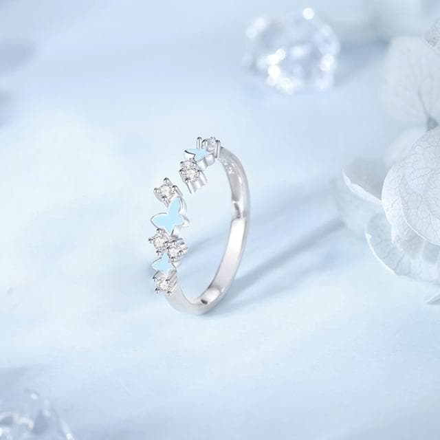 【巴黎精品】現貨+預購 頂級925純銀戒指婚戒女鑽戒開口戒情侶對戒尾戒情人節禮物-夜光蝴蝶男女飾品a1li69